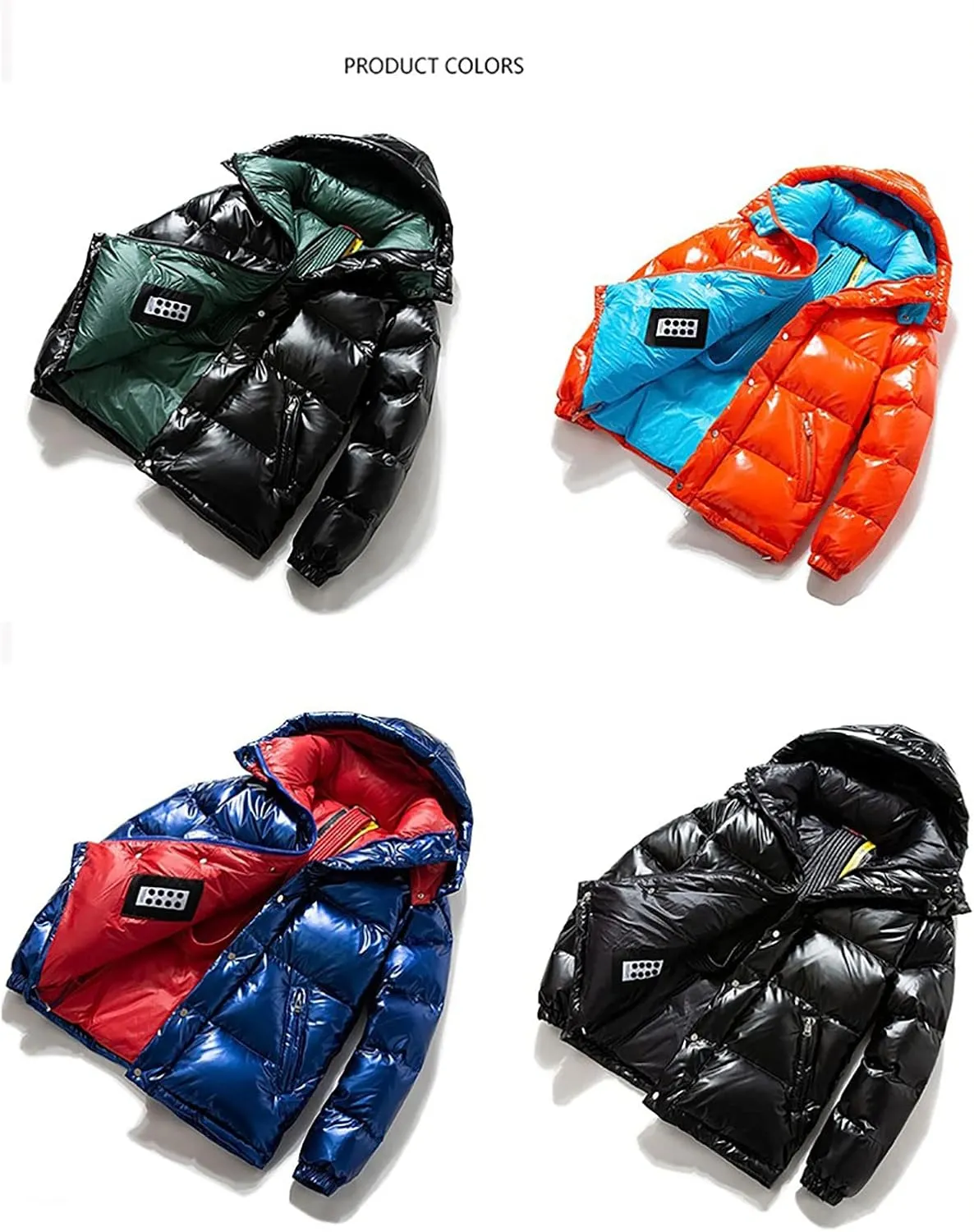 Men's Shiny Thickened Winter Down Coat Puffer Jacket Hooded Padding Warm Glossy Snow Down Jackets Outwear with Hood