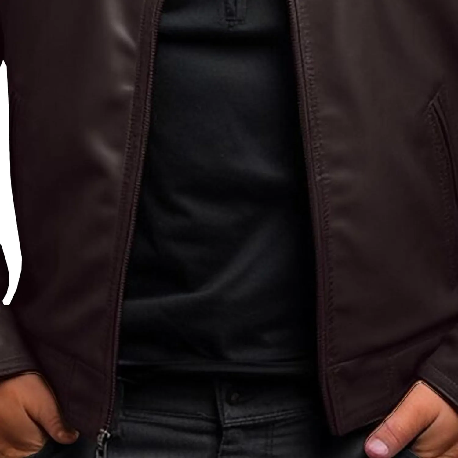 Men's Stand Collar Faux Leather Jacket Casual Zip Up Leather Motorcycle Jacket Solid Color Slim Punk Biker Outwear