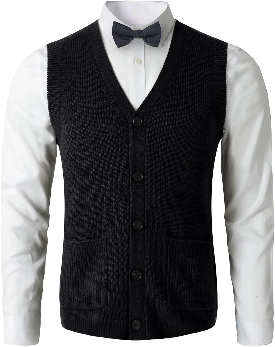 Men's Sweater Vest V-Neck Sleeveless Knitted Button Cardigan DXL Big and Tall Vest