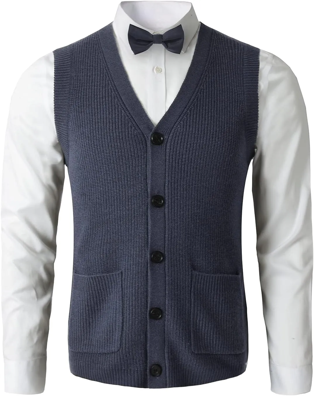 Men's Sweater Vest V-Neck Sleeveless Knitted Button Cardigan DXL Big and Tall Vest