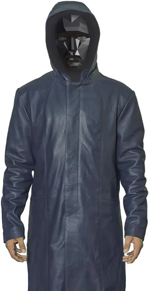 Mens Trench Coat Raincoat Long Windproof Overcoat Outwear with Removable Hood