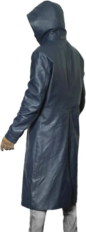 Mens Trench Coat Raincoat Long Windproof Overcoat Outwear with Removable Hood