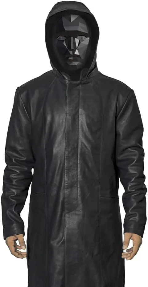 Mens Trench Coat Raincoat Long Windproof Overcoat Outwear with Removable Hood