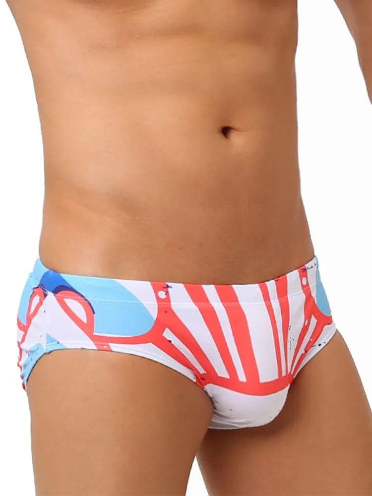Mens Trendy Swim Beach Briefs with Built-in Cup