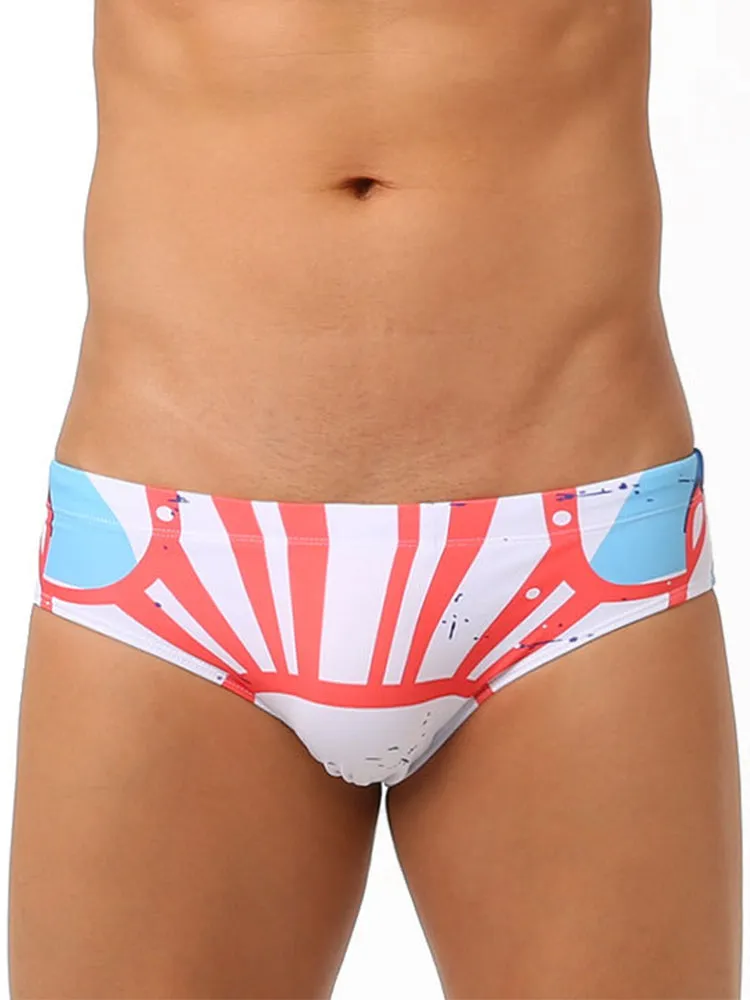 Mens Trendy Swim Beach Briefs with Built-in Cup