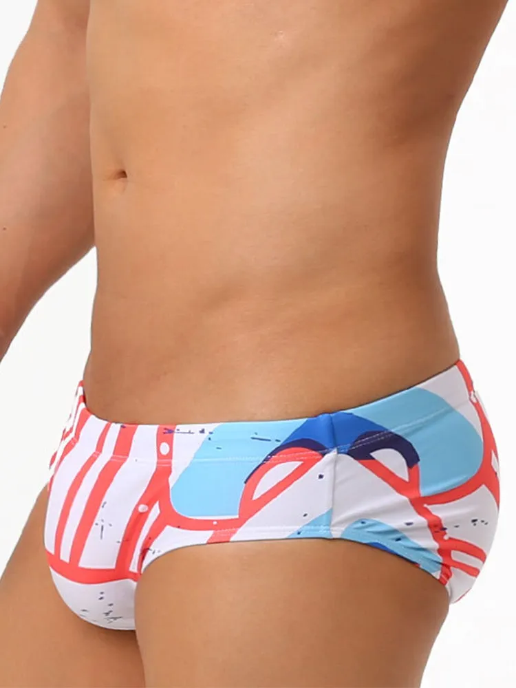 Mens Trendy Swim Beach Briefs with Built-in Cup