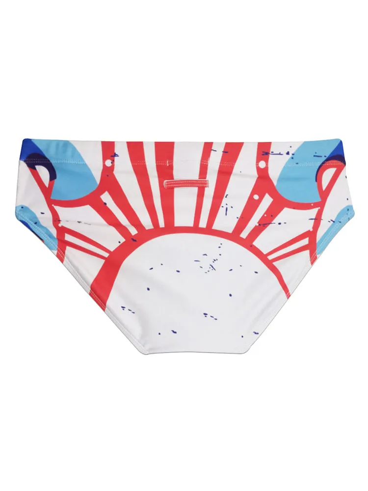 Mens Trendy Swim Beach Briefs with Built-in Cup