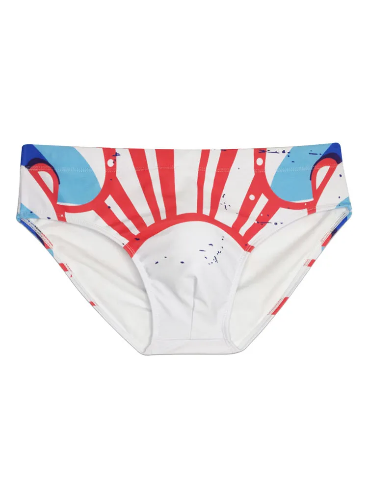 Mens Trendy Swim Beach Briefs with Built-in Cup
