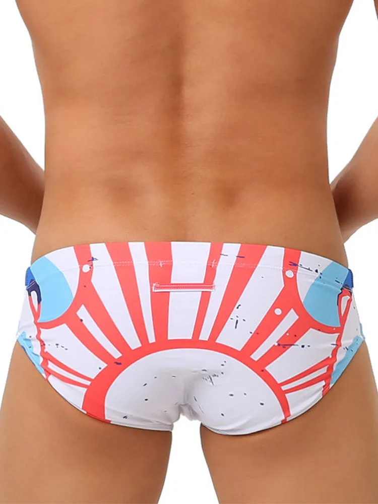 Mens Trendy Swim Beach Briefs with Built-in Cup