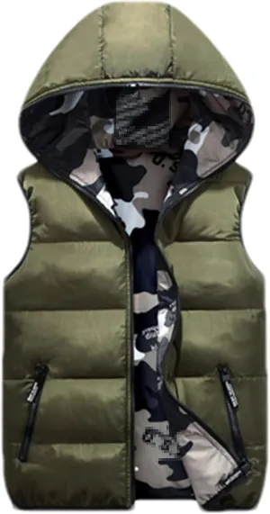 Mens Vests Winter Sleeveless Jackets Male Double-Wear Cotton-Padded Hooded Vest Coats Men Thick Warm Waistcoats