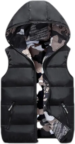 Mens Vests Winter Sleeveless Jackets Male Double-Wear Cotton-Padded Hooded Vest Coats Men Thick Warm Waistcoats