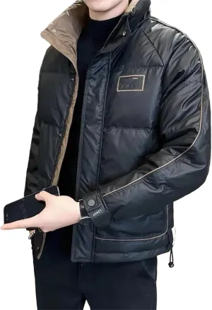 Men's Winter Short and Thick Trendy Men's Casual Warm Stand up Collar Coat Down Jacket