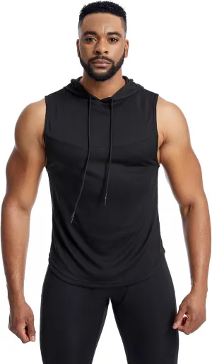 Men's Workout Tank Tops Sleeveless Running Shirts with Hoodie