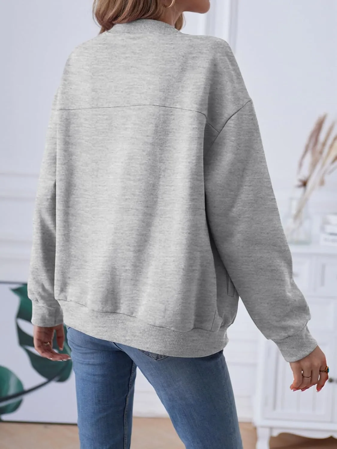 MEROKEETY Womens Long Sleeve Zip Up Sweatshirts Jackets Casual Loose Outwear with Pockets