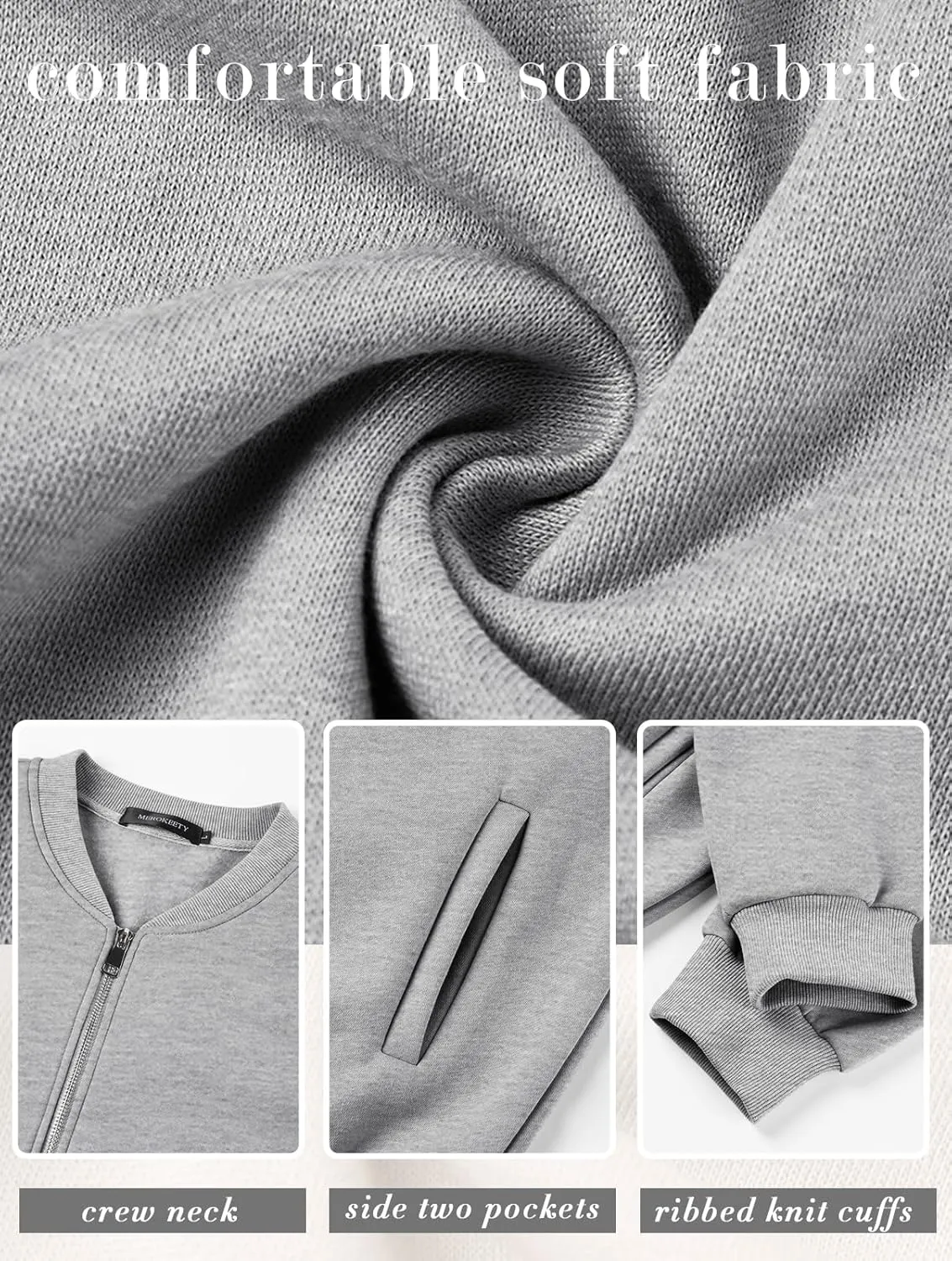 MEROKEETY Womens Long Sleeve Zip Up Sweatshirts Jackets Casual Loose Outwear with Pockets
