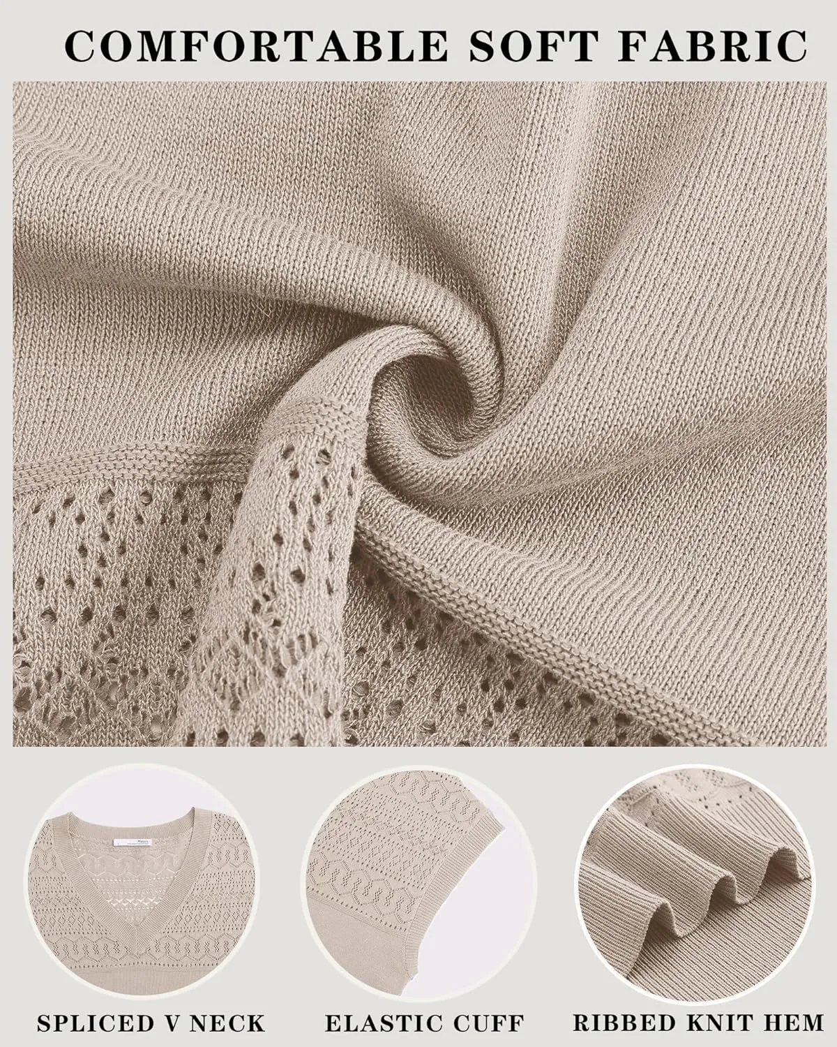 Messic Womens V Neck Sweater Vest Cap Sleeve Casual Lightweight Knit Pullover Tops