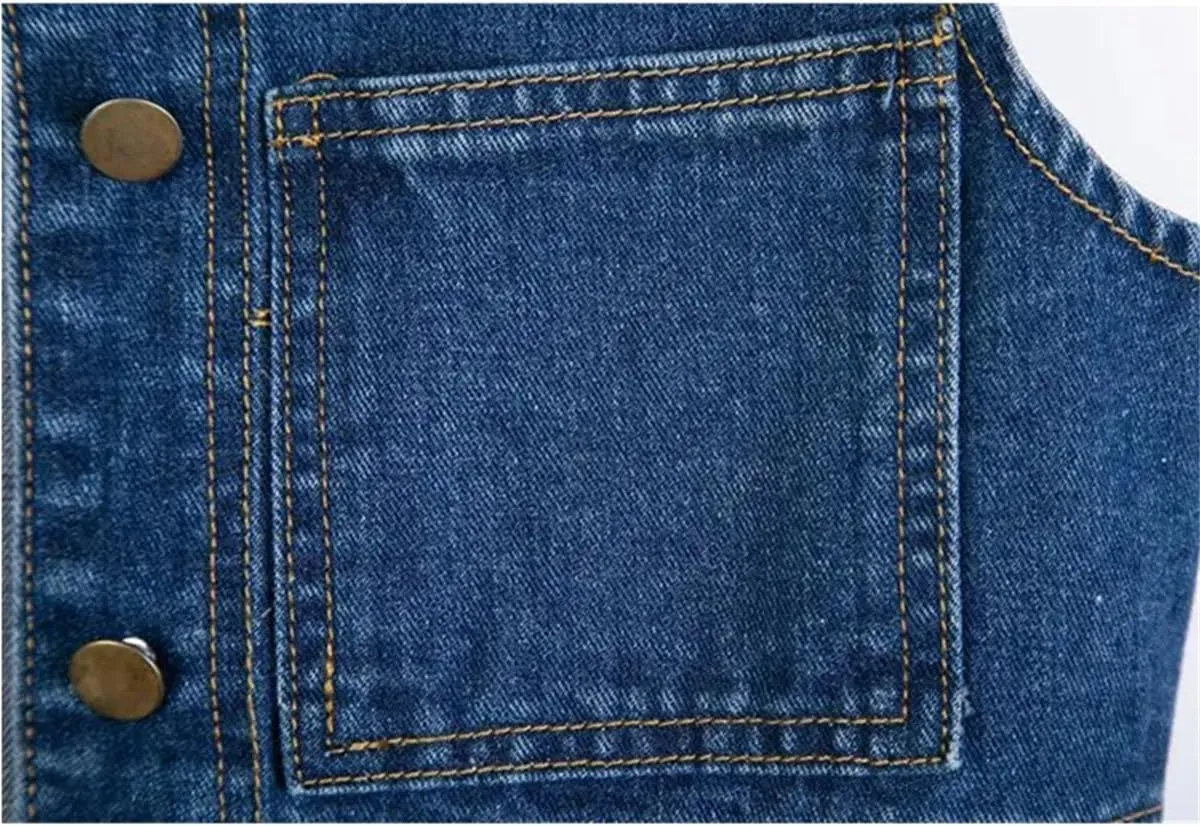 Mid-Length Denim Vest For Women, Slim Fit, Casual Sleeveless Vest, Denim Jacket Top