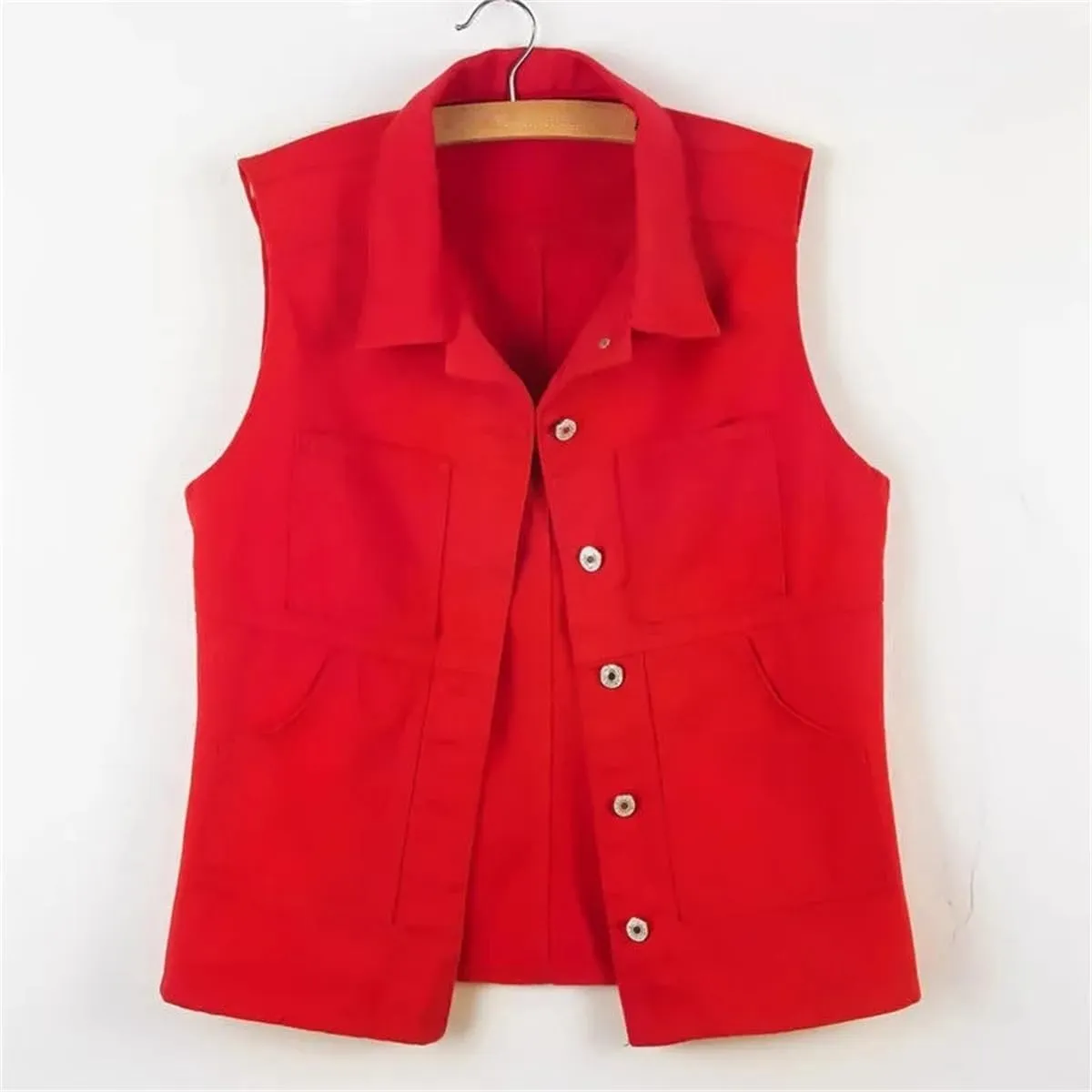 Mid-Length Denim Vest For Women, Slim Fit, Casual Sleeveless Vest, Denim Jacket Top