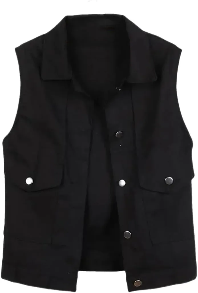 Mid-Length Denim Vest For Women, Slim Fit, Casual Sleeveless Vest, Denim Jacket Top