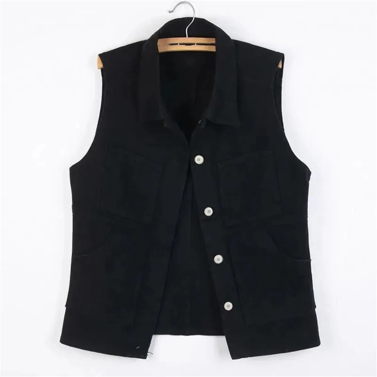 Mid-Length Denim Vest For Women, Slim Fit, Casual Sleeveless Vest, Denim Jacket Top