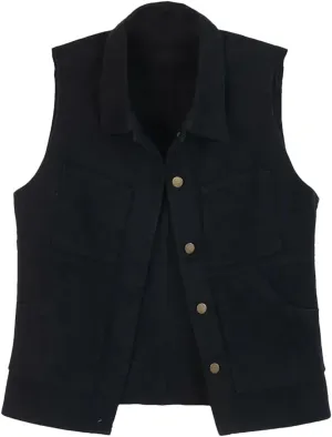 Mid-Length Denim Vest For Women, Slim Fit, Casual Sleeveless Vest, Denim Jacket Top