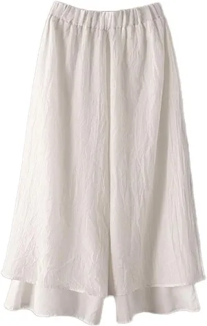 Minibee Women's Wide Leg Pants Loose Layer Capris Palazzo Elastic Waist Trousers