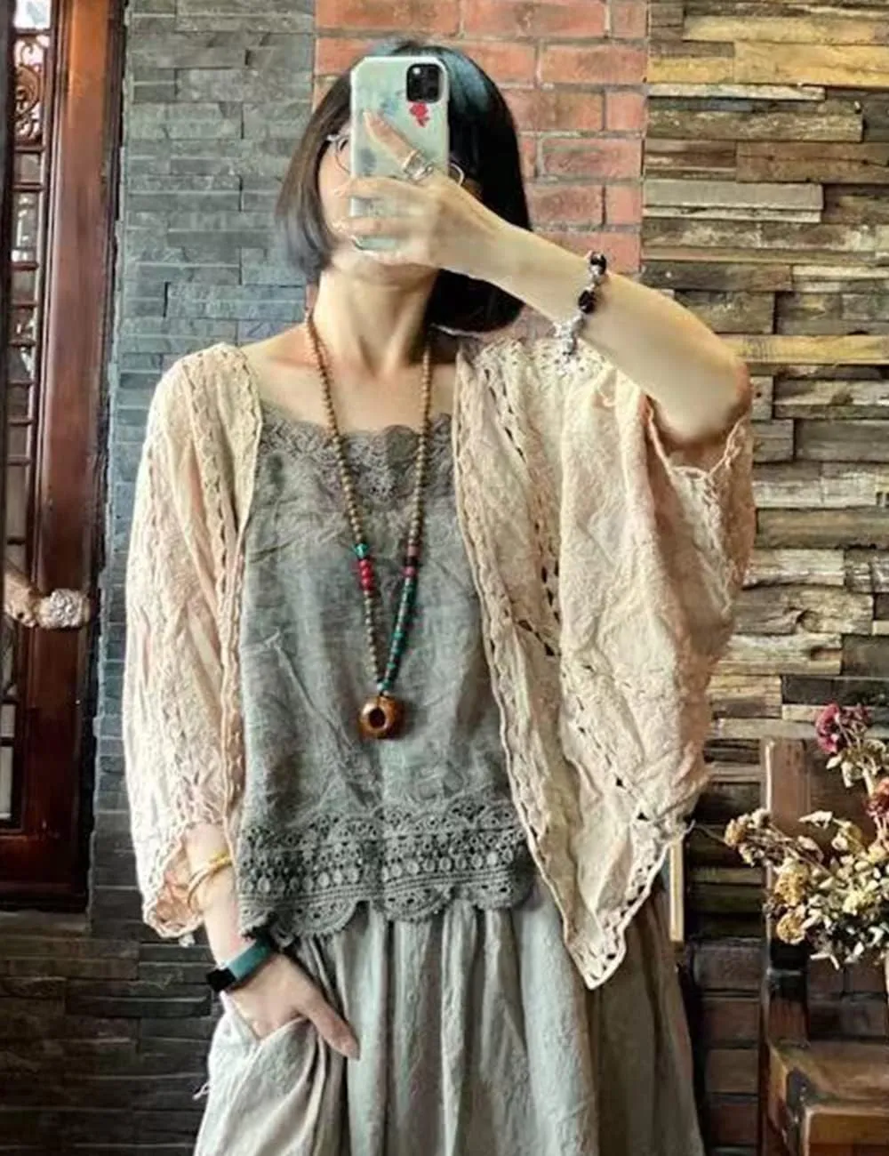 NFYM Women's V Neck Sleeveless Lace Embroidered Undershirt Cotton Spaghetti Strap Layering Camisole Cami Tank Top