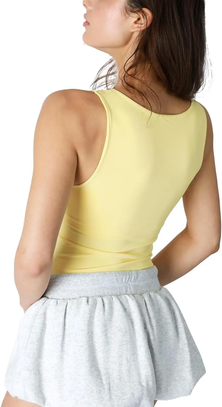 NIKIBIKI Women Seamless Clean Line Boat Neck Tank Top, Made in U.S.A, One Size