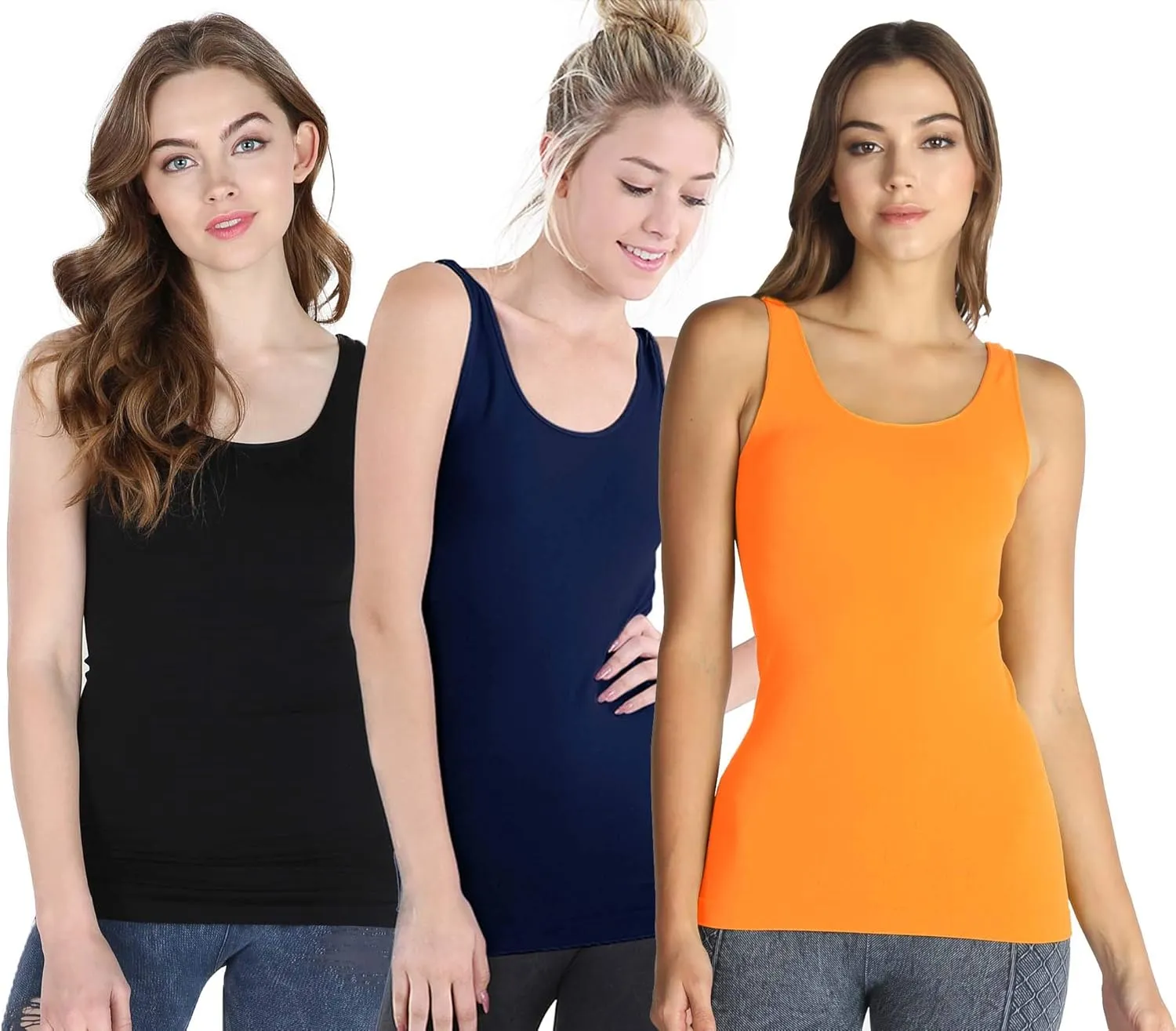 NIKIBIKI Women Seamless Wide Strap Basic Tank Top, Made in U.S.A, One Size
