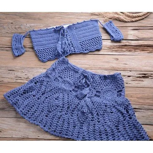 Off Shoulder Crop Top Hollow Out Swimsuit