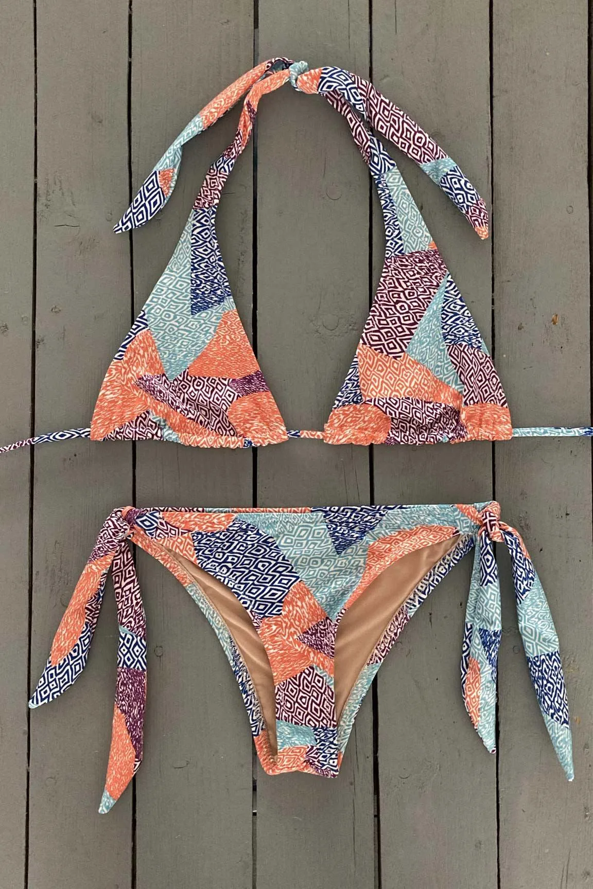 Orange/Blue Banana Ties Bikini Bottom