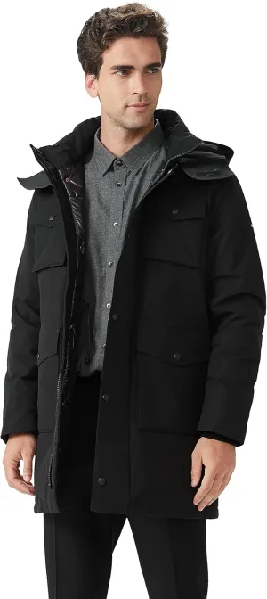 Orolay Men's Windproof Down Coat Hooded Winter Parka Thicken Jacket with Multi-Pockets