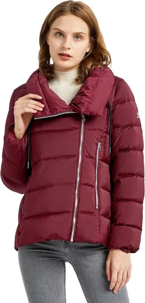 Orolay Women's Short Puffer Down Coat Stand Collar Winter Jacket with Full-Zip