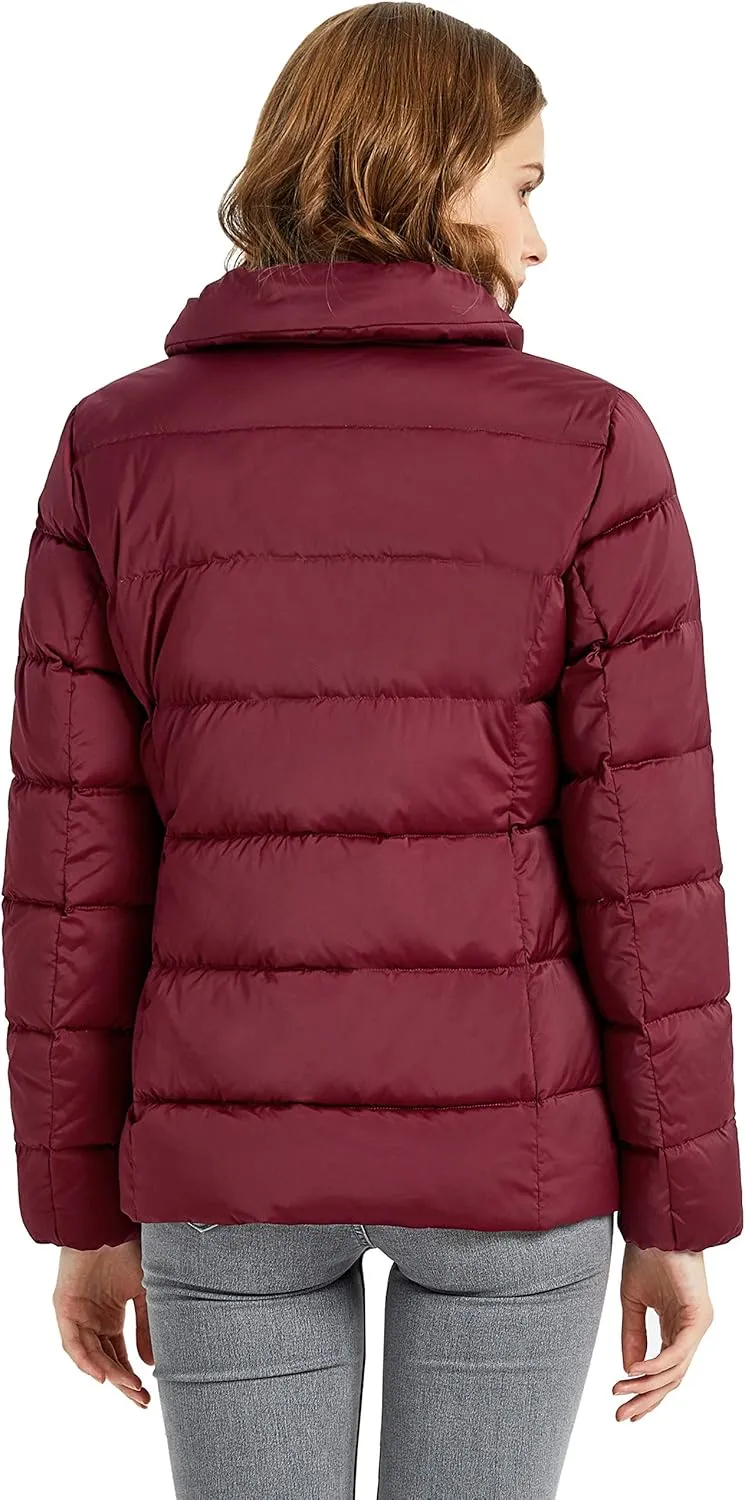 Orolay Women's Short Puffer Down Coat Stand Collar Winter Jacket with Full-Zip