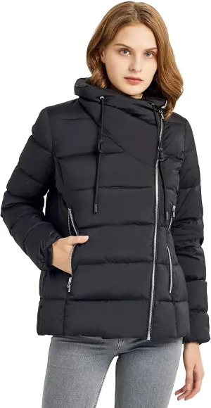 Orolay Women's Short Puffer Down Coat Stand Collar Winter Jacket with Full-Zip