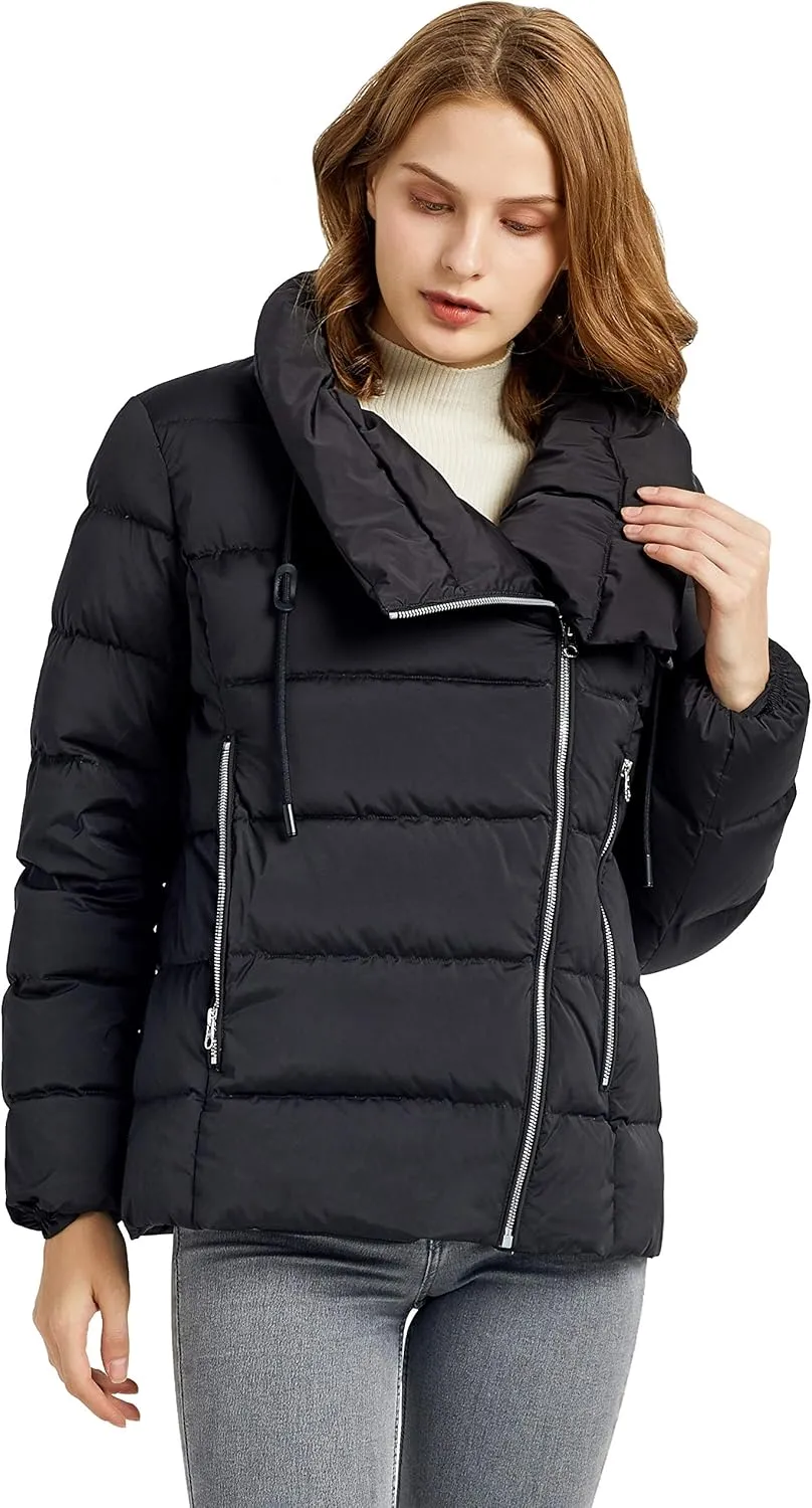 Orolay Women's Short Puffer Down Coat Stand Collar Winter Jacket with Full-Zip