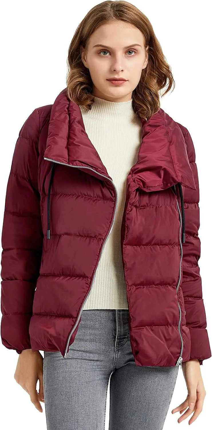 Orolay Women's Short Puffer Down Coat Stand Collar Winter Jacket with Full-Zip