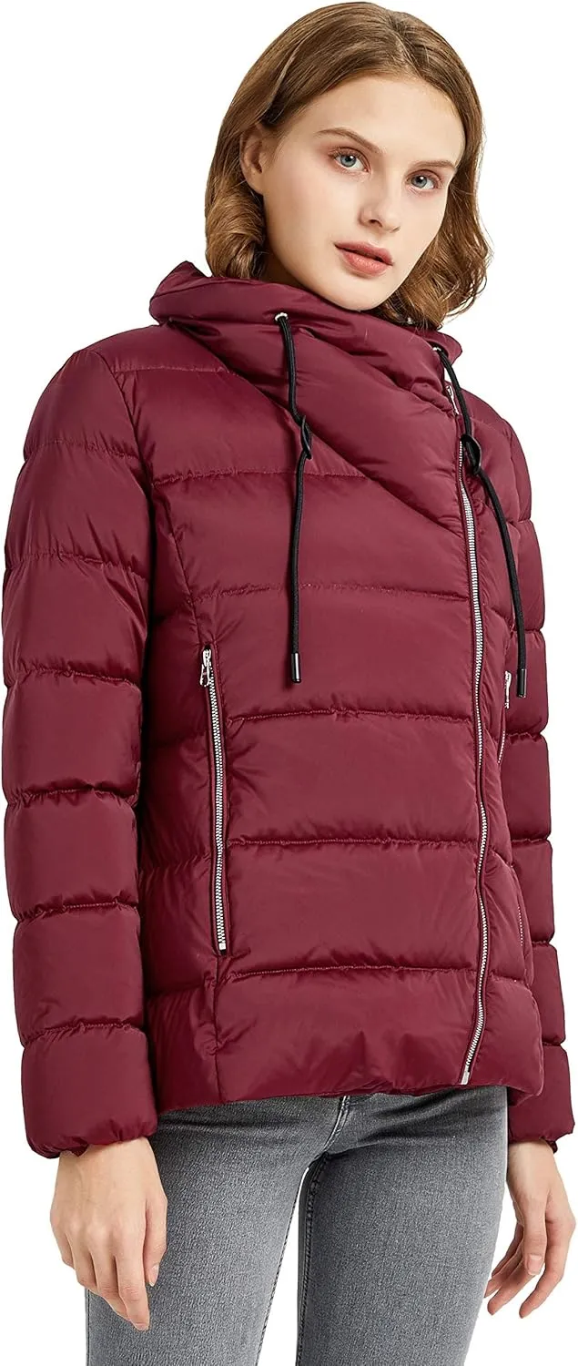 Orolay Women's Short Puffer Down Coat Stand Collar Winter Jacket with Full-Zip