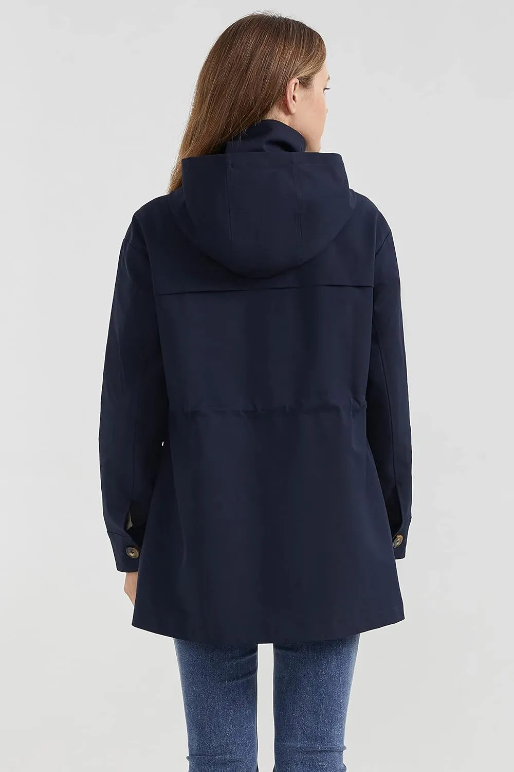 Orolay Women's Short Windproof Trench Coat Outdoor Lightweight Hooded Coat