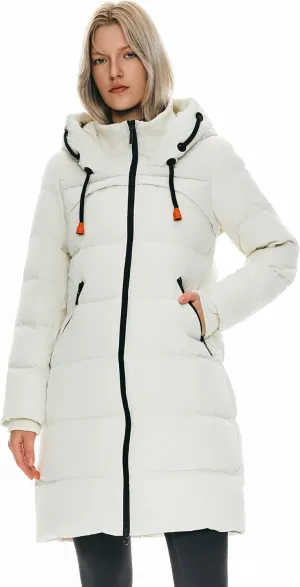 Orolay Women's Thickened Winter Down Coat Hooded Puffer Long Jacket with Pocket