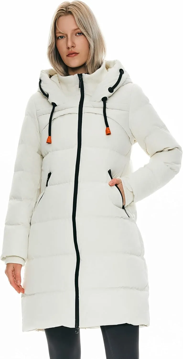 Orolay Women's Thickened Winter Down Coat Hooded Puffer Long Jacket with Pocket
