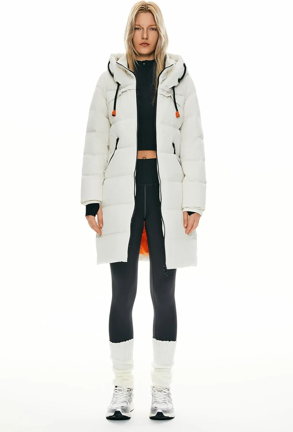 Orolay Women's Thickened Winter Down Coat Hooded Puffer Long Jacket with Pocket