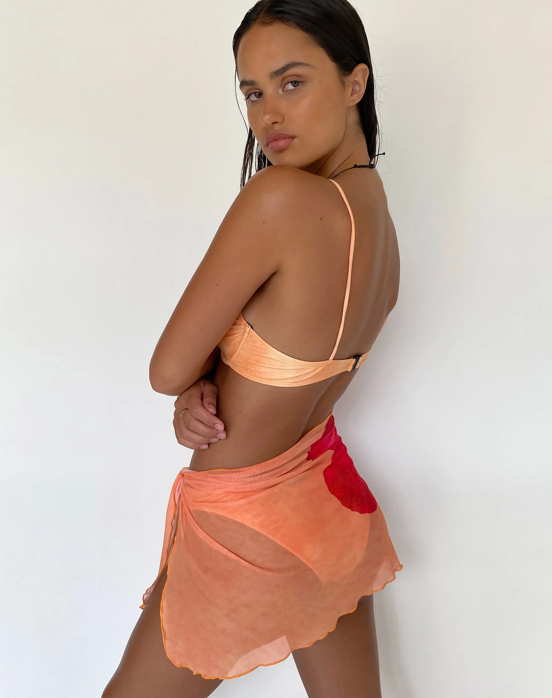 Pawon Mesh Sarong in Orange Flower