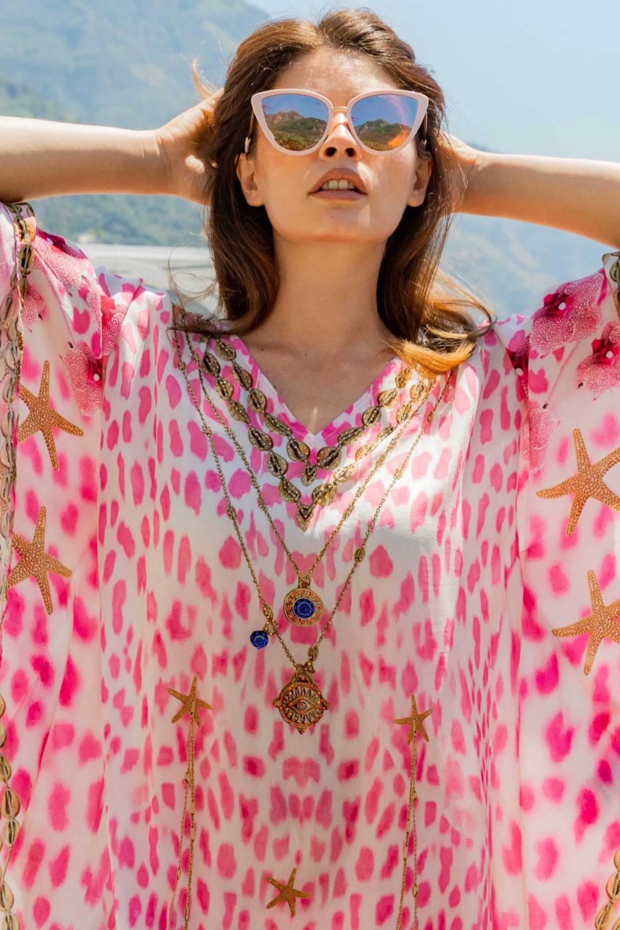 Pink silk designer Beach Cover up