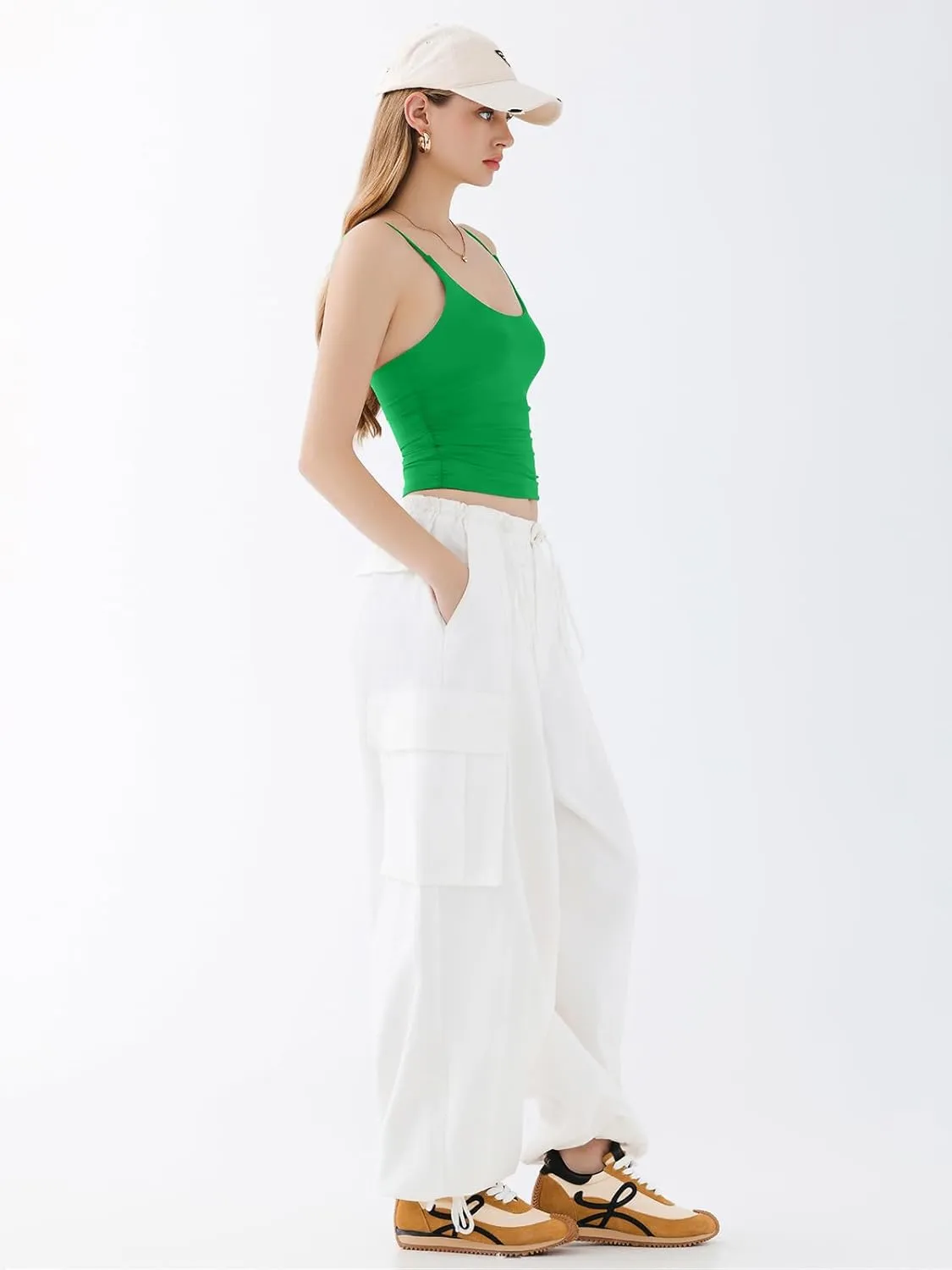 REORIA Women's Sexy Scoop Neck Tank Top Summer Sleeveless Cute Y2K Cami Tops Basic Going Out Crop Shirt