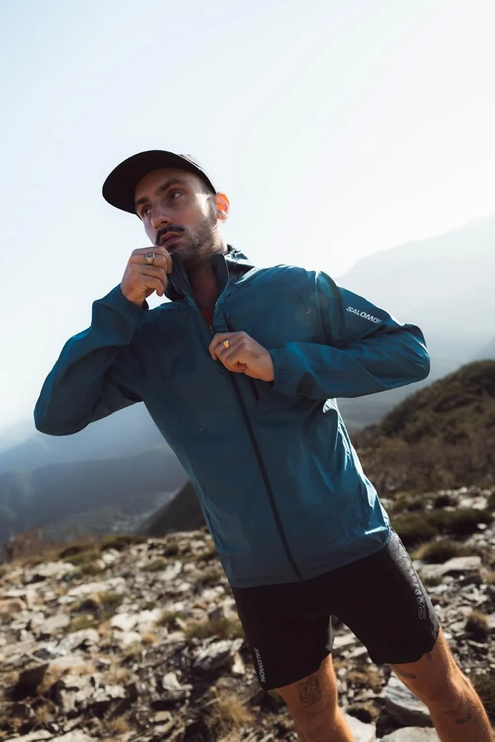 Salomon Mens Bonatti Cross Wind, Reflective Windproof Hooded Zip-Up Jacket