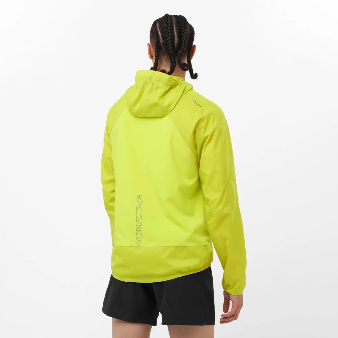 Salomon Mens Bonatti Cross Wind, Reflective Windproof Hooded Zip-Up Jacket