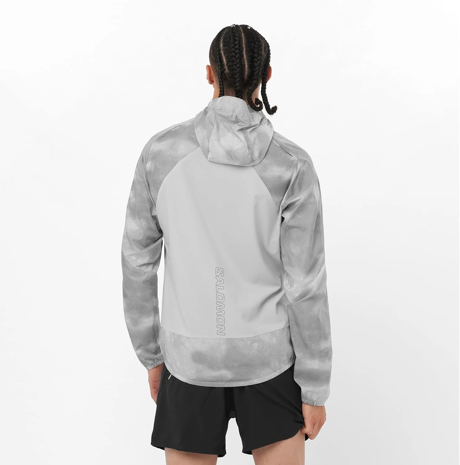 Salomon Mens Bonatti Cross Wind, Reflective Windproof Hooded Zip-Up Jacket