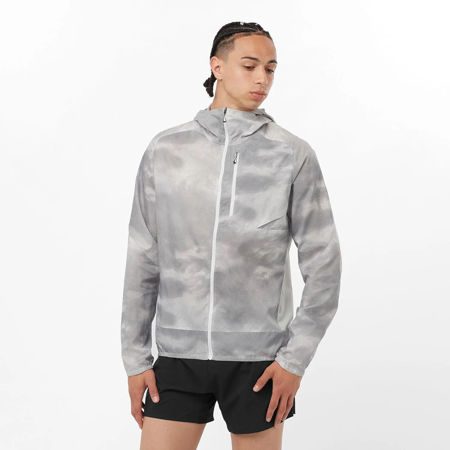Salomon Mens Bonatti Cross Wind, Reflective Windproof Hooded Zip-Up Jacket