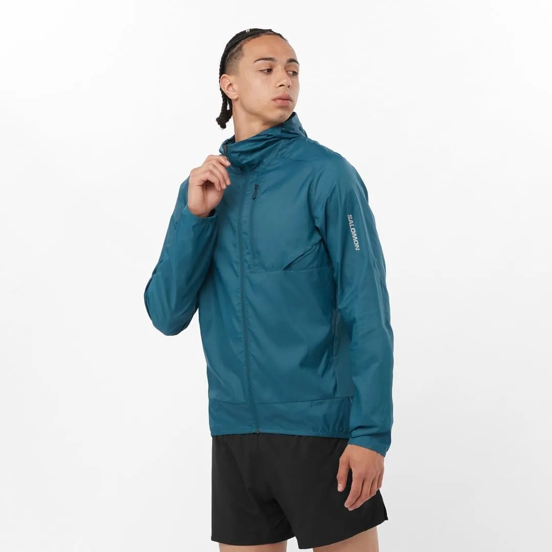 Salomon Mens Bonatti Cross Wind, Reflective Windproof Hooded Zip-Up Jacket